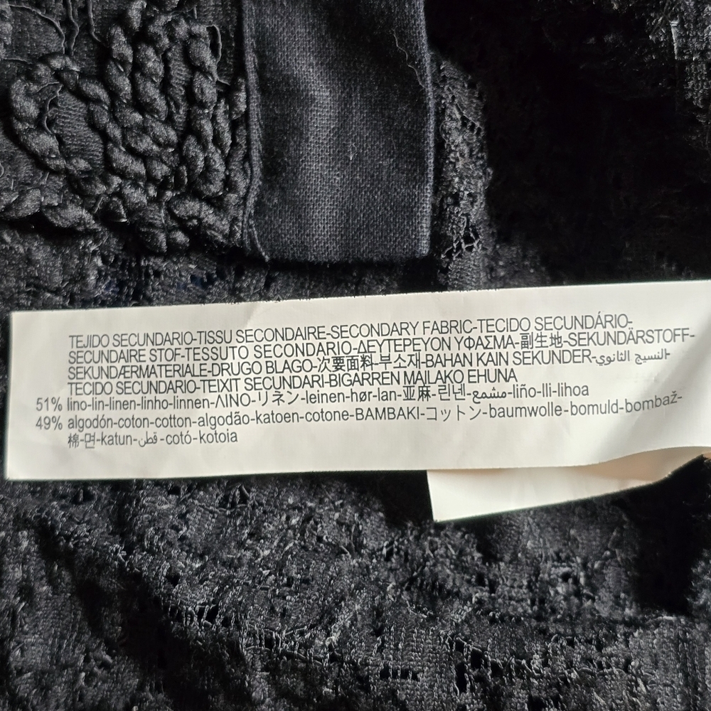 Zara Elegant Black Lace Blouse 51% Linen 49% Cotton - Picture 12 of 12